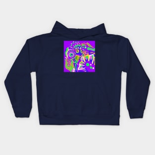 purple alien warrior ecopop Kids Hoodie